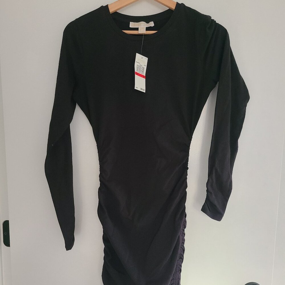 Michael Kors Stretch Viscose Black Ruched Dress Size XS